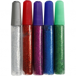 Glitterlim, ass. farver, 5x10 ml/ 1 pk.