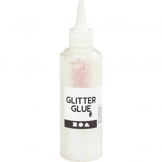 Glitterlim, holografisk hvid, 118ml/ 1 fl.