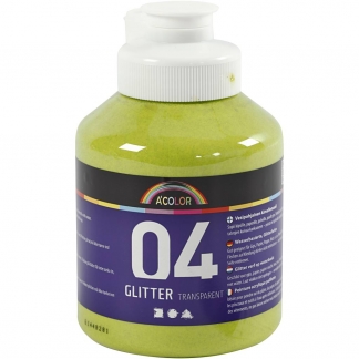 Akrylmaling Glitter, limegrøn, 500 ml/ 1 fl.