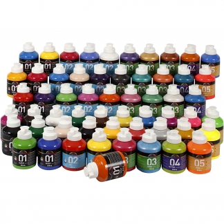 A-Color Akrylmaling, ass. farver, 57x500 ml/ 1 pk.