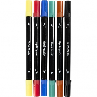 Tekstiltusch, streg 2,3+3,6, standardfarver, 6 stk./ 1 pk.