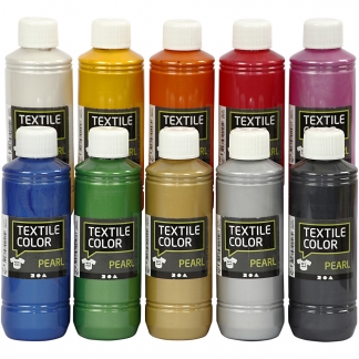 Textile Color, perlemor, ass. farver, 10x250 ml/ 1 pk.