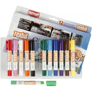Playcolor Tekstilfarver, L: 14 cm, ass. farver, 12 stk./ 1 pk., 5 g