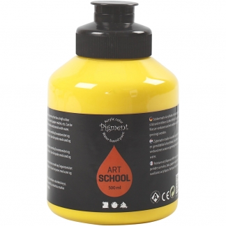 Art Akrylmaling, halvblank, transparent, primær gul, 500 ml/ 1 fl.