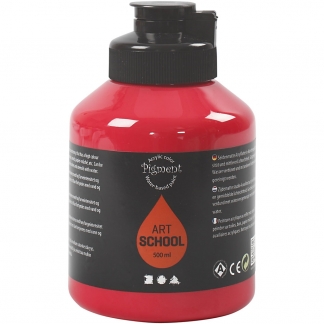 Art Akrylmaling, halvblank, halvtransparent, primær rød, 500 ml/ 1 fl.