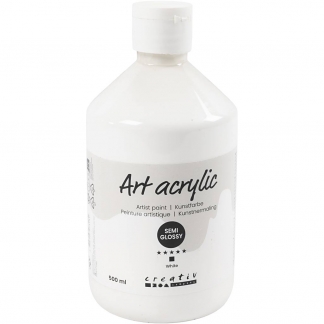 Art Akrylmaling, halvblank, dækkende, hvid, 500 ml/ 1 fl.