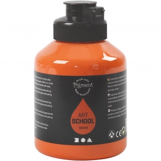 Art Akrylmaling, halvblank, halvtransparent, orange, 500 ml/ 1 fl.