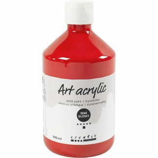 Art Akrylmaling, halvblank, transparent, kadmium rød, 500 ml/ 1 fl.