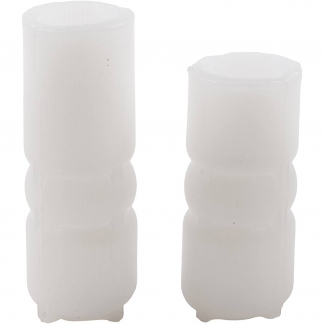 Silikoneform, Rillet cylinder med bue, H: 11+14 cm, diam. 4+4 cm, 2stk./ 1 pk.