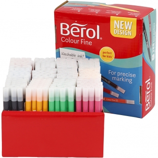 Berol Colourfine Tusch, streg 0,3-0,7 mm, ass. farver, 288 stk./ 1 pk.