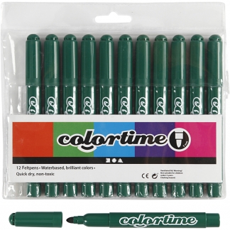 Colortime Tusch, streg 5 mm, mørk grøn, 12 stk./ 1 pk.