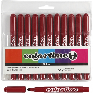 Colortime Tusch, streg 5 mm, vinrød, 12stk./ 1 pk.