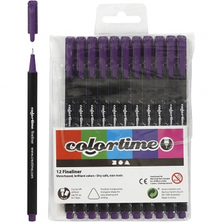 Colortime Fineliner Tusch, streg 0,6-0,7 mm, lilla, 12 stk./ 1 pk.