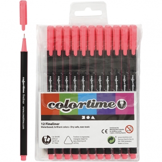 Colortime Fineliner Tusch, streg 0,6-0,7 mm, pink, 12 stk./ 1 pk.