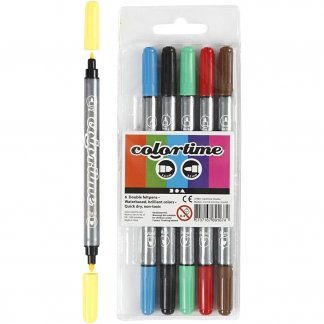 Colortime Dobbelttusch, streg 2,3+3,6 mm, standardfarver, 6 stk./ 1 pk.