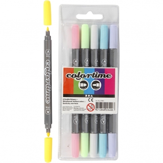 Colortime Dobbelttusch, streg 2,3+3,6 mm, pastelfarver, 6 stk./ 1 pk.