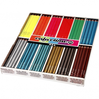 Colortime Farveblyanter, L: 17,45 cm, mine 3 mm, metallicfarver, neonfarver, 144 stk./ 1 pk.