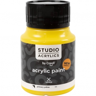 Creall Studio Akrylmaling, halvdækkende, primary yellow (06), 500 ml/ 1 fl.