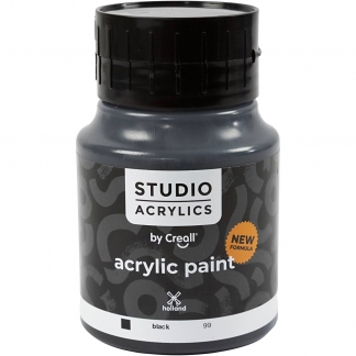 Creall Studio Akrylmaling, dækkende, black (99), 500 ml/ 1 fl.