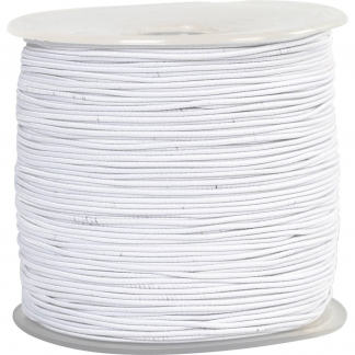 Elastiksnor, tykkelse 1 mm, hvid, 250 m/ 1 rl.