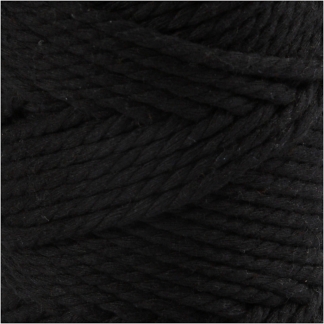 Macramé reb, L: 55 m, diam. 4 mm, sort, 330g/ 1 rl.