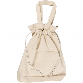 Taske med snørelukning, H: 40 cm, D: 8 cm, B: 34 cm, lys natur, 1 stk.