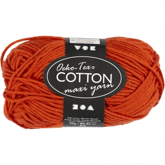 Bomuldsgarn, nr. 8/8, L: 80-85 M, pind 4-4,5, rød, 50 g/ 1 ngl.