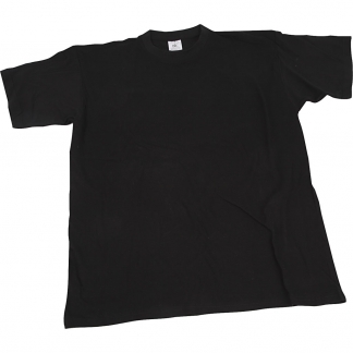 T-shirt, B: 36 cm, str. 5-6 år, rund hals, sort, 1 stk.