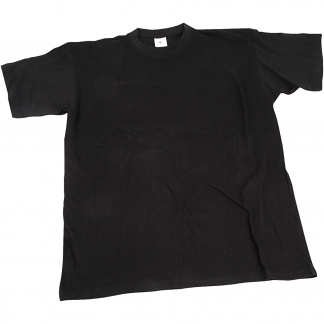 T-shirt, sort, B: 40 cm, str. 7-8 år, rund hals, 1 stk.