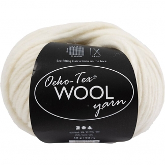 Uldgarn, L: 50 M, pind 8-9, hvid, 50 g/ 1 ngl.