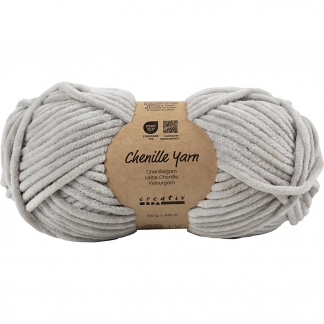Velourgarn, L: 105 m, pind 5-6, gr&aring;, 100 g/ 1 ngl.