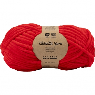 Velourgarn, L: 105 m, pind 5-6, r&oslash;d, 100 g/ 1 ngl.