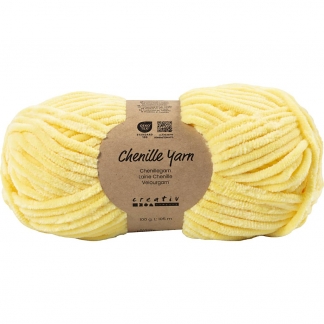 Velourgarn, L: 105 m, pind 5-6, lys gul, 100 g/ 1 ngl.