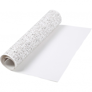 Læderpapir, terrazzo, B: 49,5 cm, folie,print, 350 g, hvid, 1 m/ 1 rl.