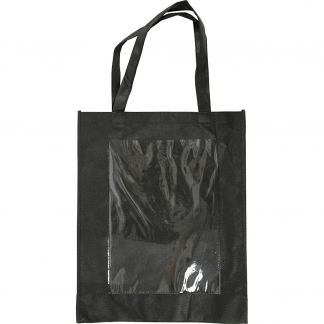 Taske med plastfront, str. 42x34x12 cm, sort, 1 stk.