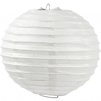 Rispapirlampe, Rund, diam. 35 cm, hvid, 1 stk.