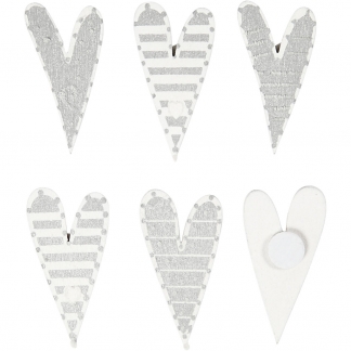 Stickers, aflange hjerter, str. 25x45 mm, 8stk./ 1 pk.