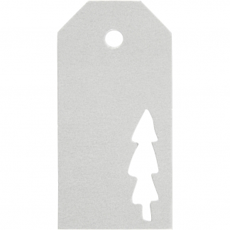 Manilamærker, Juletræ, str. 5x10 cm, 300 g, sølv, 15 stk./ 1 pk.