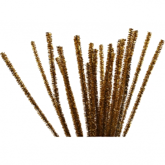 Chenille, L: 30 cm, tykkelse 6 mm, glitter, guld, 24stk./ 1 pk.