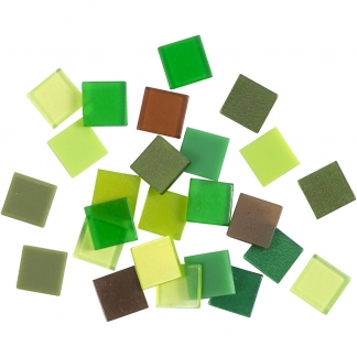 Minimosaik, str. 10x10 mm, tykkelse 2 mm, grøn glitter, 25 g/ 1 pk.
