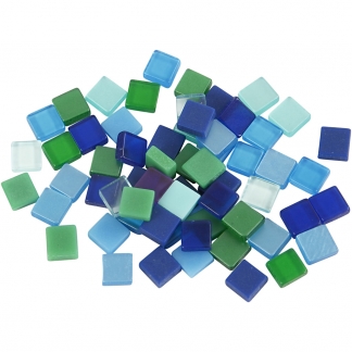 Minimosaik, str. 5x5 mm, tykkelse 2 mm, blå/grøn harmoni, 25 g/ 1 pk.