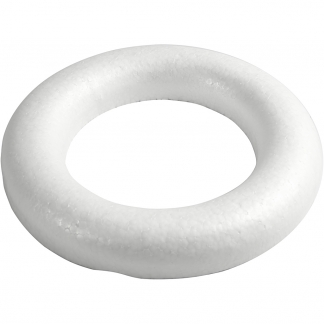 Ring med flad bagside, str. 30 cm, tykkelse 40 mm, hvid, 1 stk.
