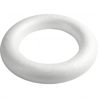 Ring med flad bagside, str. 35 cm, tykkelse 46 mm, hvid, 1 stk.