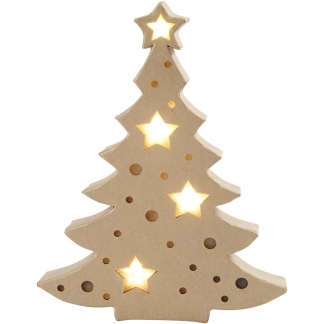 Papfigur med indbygget lys, juletræ, H: 27 cm, D: 4 cm, B: 21,5 cm, 1 stk.