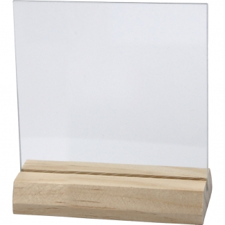 Glasplade med træfod, str. 7,5x7,5 cm, tykkelse 28 mm, 10 sæt/ 1 ks.