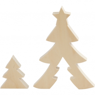 2i1 figur, juletræer, H: 8+20 cm, D: 2 cm, B: 6,5+14,5 cm, 1 sæt