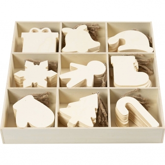 Juleoph&aelig;ng, ass. figurer, str. 7-9 cm, tykkelse 4 mm, 90 stk./ 1 pk.