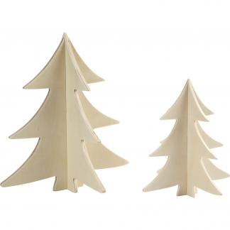 3D juletræer, H: 13+18 cm, 2 stk./ 1 pk.