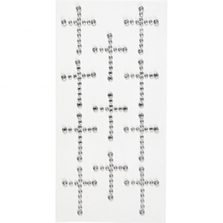 Rhinstenskors, str. 35x25 mm, sølv, 11 stk./ 1 pk.