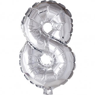 Folieballon, 8, H: 41 cm, sølv, 1 stk.